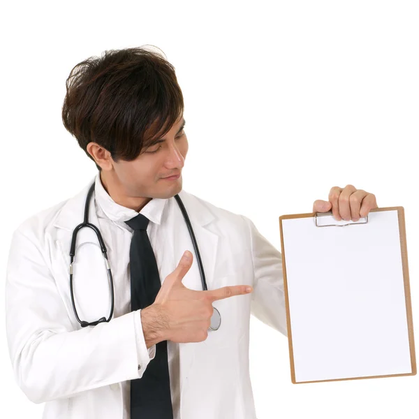 Doctor holding blank board — Stock Photo, Image