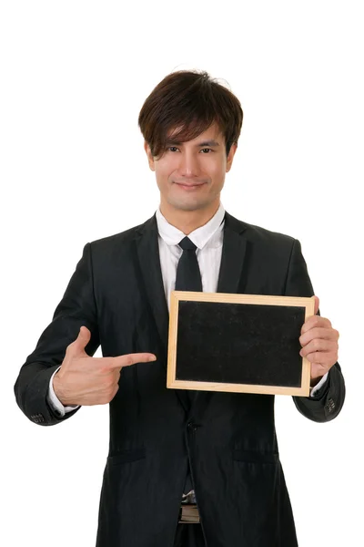 Blackboard and businessman — Stock Photo, Image