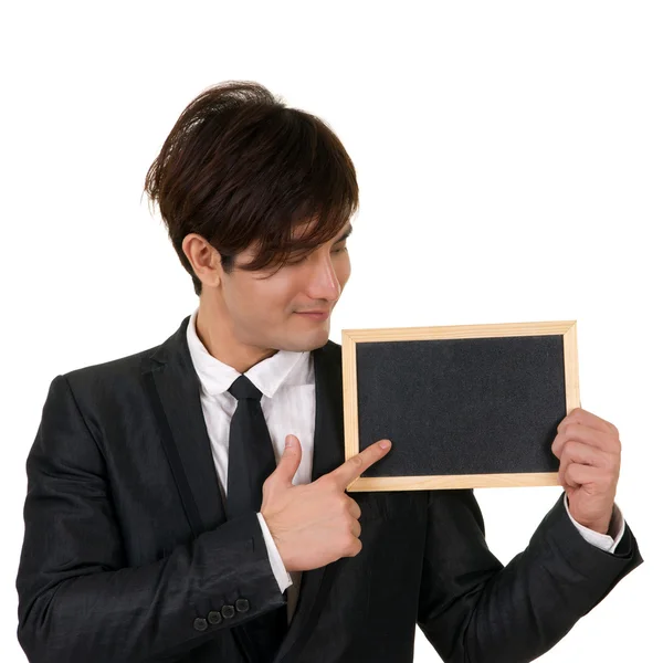 Blackboard and businessman — Stock Photo, Image