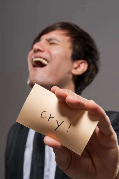 Businessman with card — Stock Photo, Image