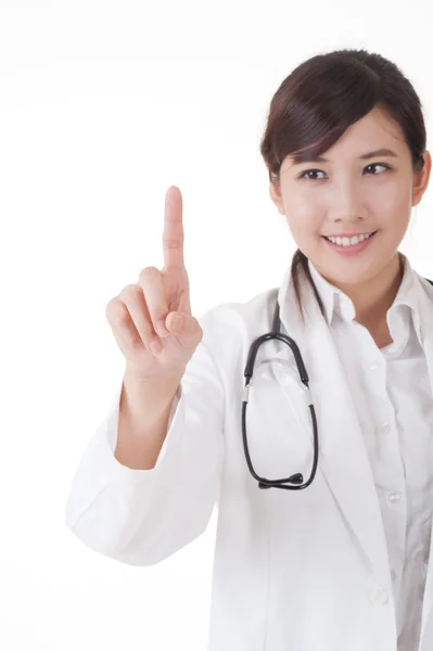 Asiatiska läkare tryck på knappen — Stockfoto