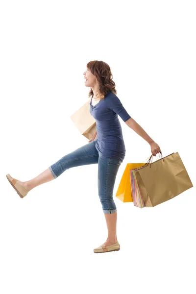 Fröhliche Shoppingfrau — Stockfoto