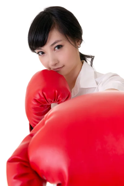 Boxe femme d'affaires — Photo