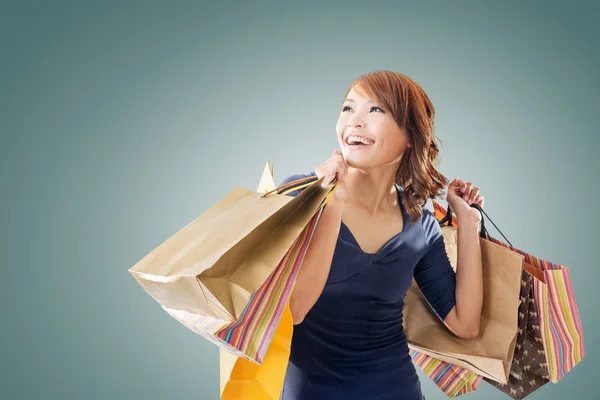 Mujer alegre de compras — Foto de Stock