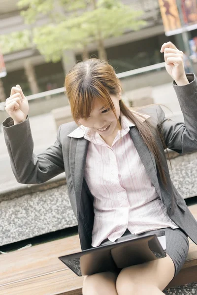Asian business woman use laptop — Stock Photo, Image