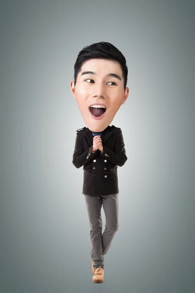 Funny Asian big head man — Stock Photo, Image