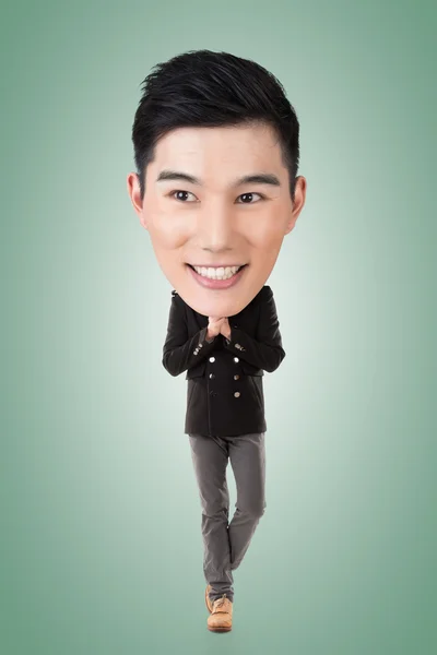 Funny Asian big head man — Stock Photo, Image