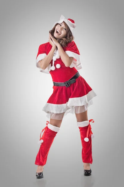 Boldog Karácsony ázsiai lány mosolyog — Stock Fotó