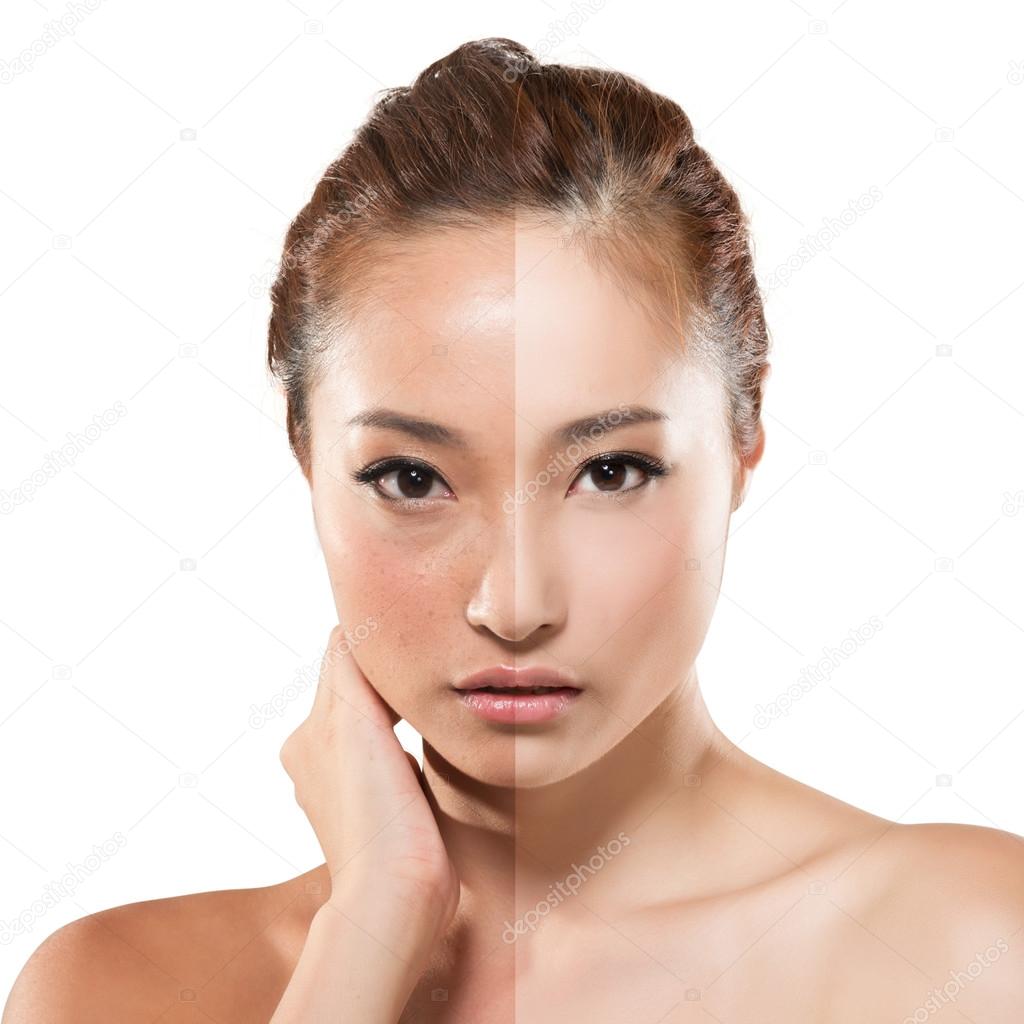 woman before and after retouch