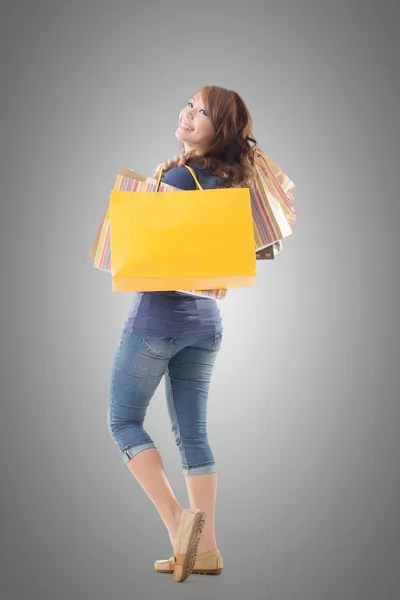 Cheerful shopping woman — Stock Photo, Image