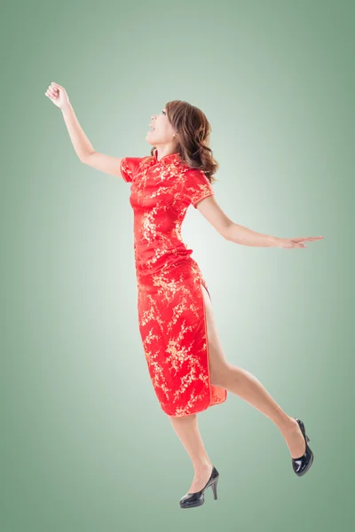 Chinese woman dress traditional cheongsam — Stock Photo, Image