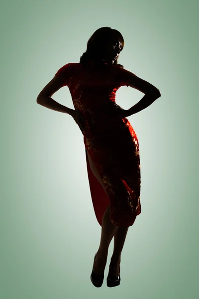 Silhouette of Chinese woman — Stock Photo, Image