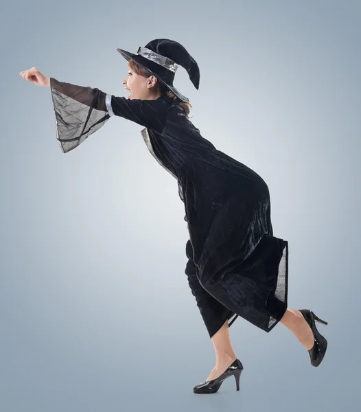 Asian witch riding something — Stock Photo, Image