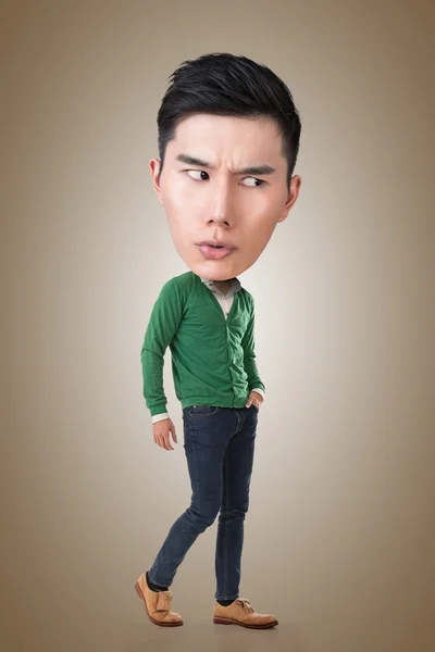 Funny Asian big head man — Stock Photo, Image