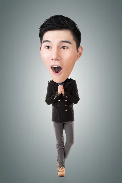 Funny Asian big head man — Stock Photo, Image