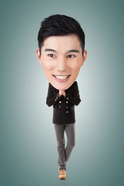 Funny Asian big head man — Stock Photo, Image