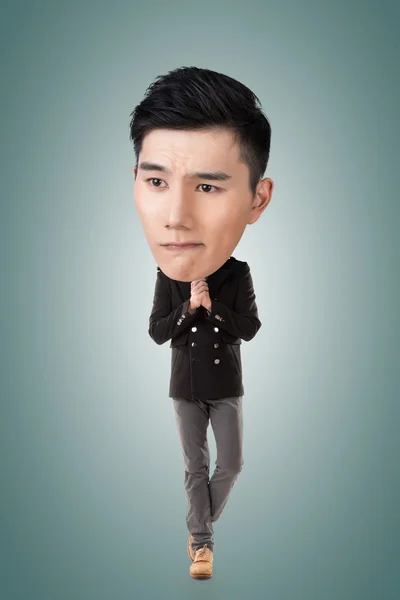 Funny Asian big head man — Stock Photo, Image