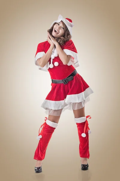 Leende glada asiatiska Christmas flicka — Stockfoto