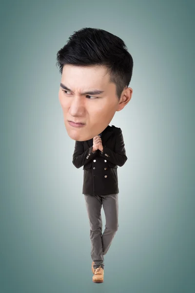 Lustig asiatische Big Kopf Mann — Stockfoto