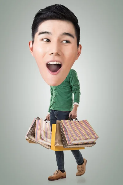 Divertido compras asiático chico —  Fotos de Stock