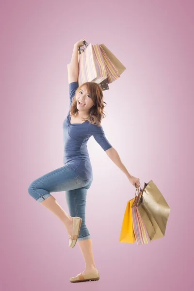 Mujer alegre de compras — Foto de Stock