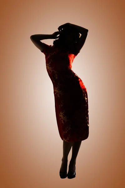 Silhouette of Chinese woman — Stock Photo, Image