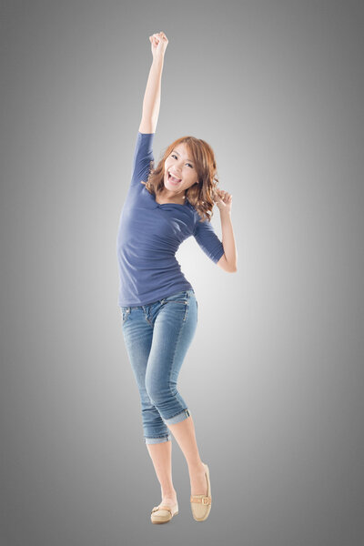 Excited Asian young girl