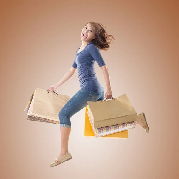 Mujer alegre de compras — Foto de Stock