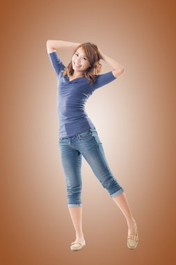 heyecanlı Asyalı genç kız