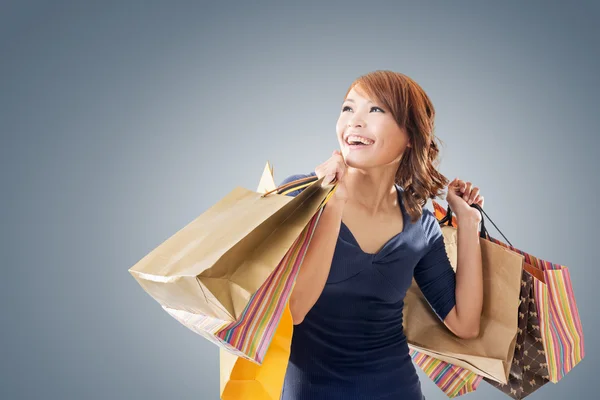 Mujer alegre de compras — Foto de Stock