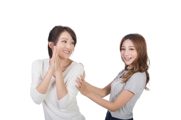 Mulher asiática com seu amigo — Fotografia de Stock