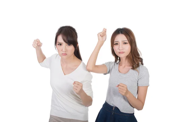 Asian woman fight together — Stock Photo, Image
