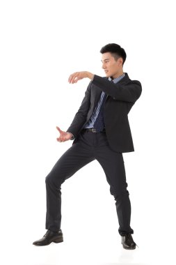 Asya iş adamı poz holding