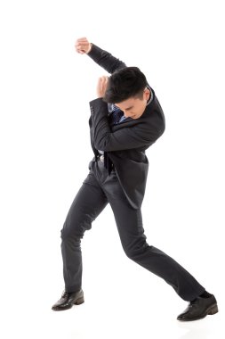 Asya iş adamı mücadele poz