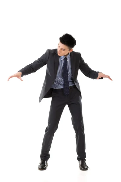 Holding pose of Asian business man — Stock Photo, Image