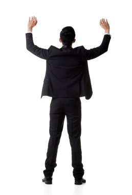 Asya iş adamı poz holding