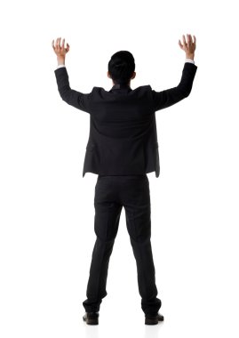 Asya iş adamı poz holding