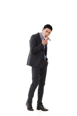 bir puro tutan işadamı