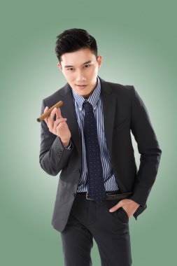 bir puro tutan işadamı