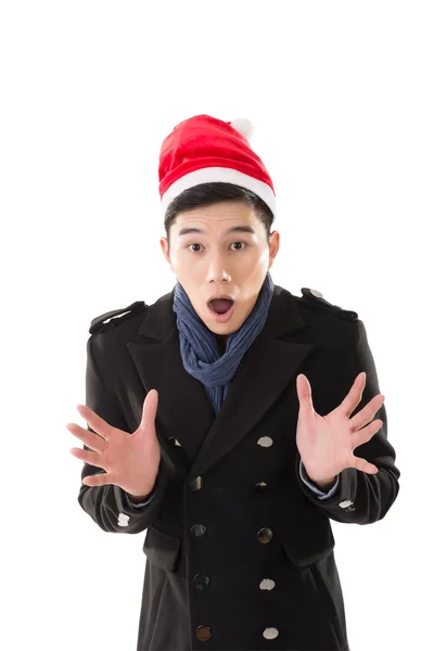 Jeune homme avec chapeau de Noël — Photo