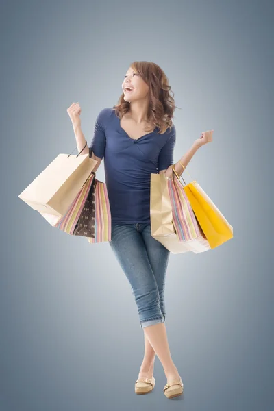 Fröhliche Shoppingfrau — Stockfoto