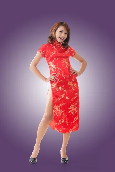 Chinese woman dress traditional cheongsam — Stock Photo, Image