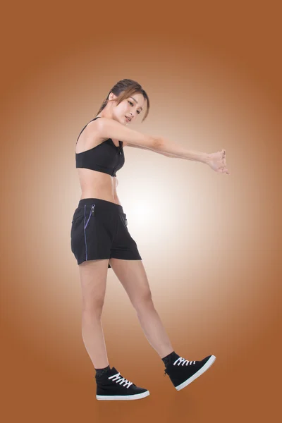 Asiático fazendo exercício stretch — Fotografia de Stock
