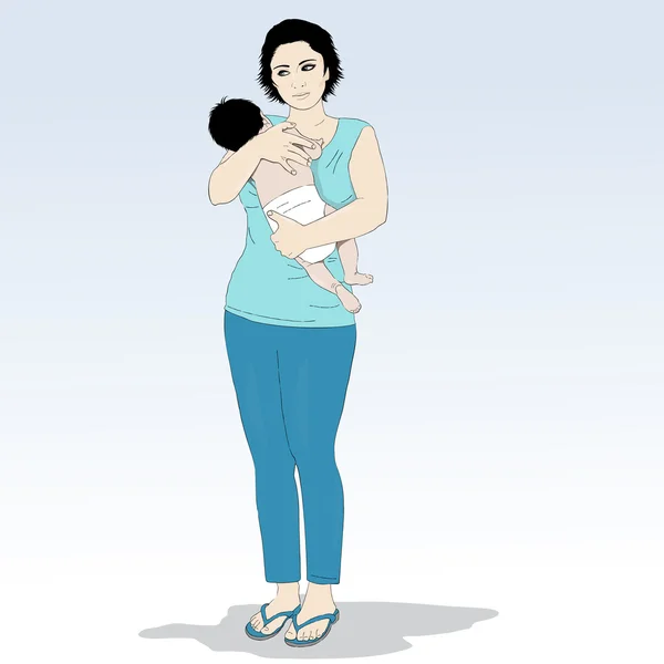 Mère avec bébé — Image vectorielle