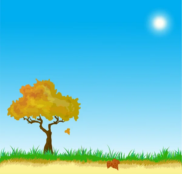 Paysage de Vecor avec feuilles d'automne — Image vectorielle