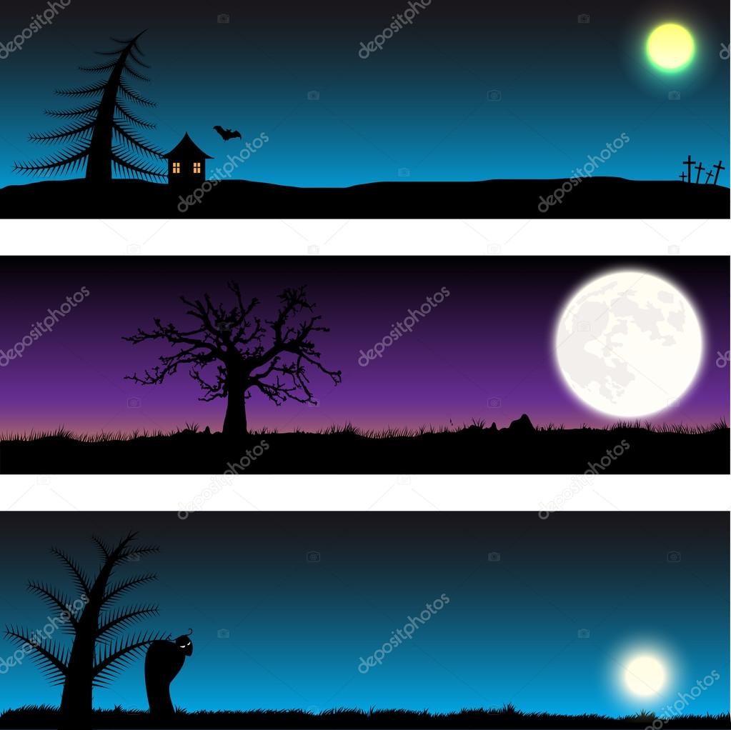 Set of Halloween vector banners