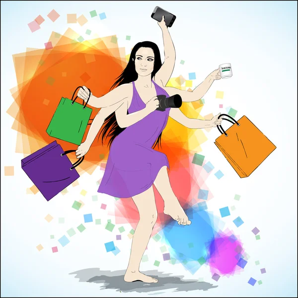 Happy shopping vektor illustration — Stock vektor