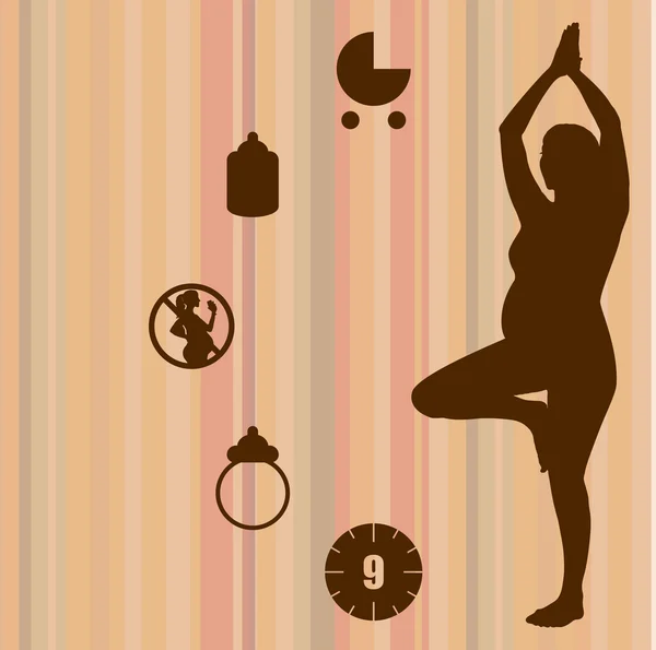 Zwangere vrouw in yoga positie — Stockvector