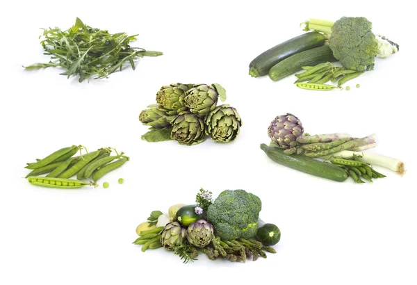 白地に緑の野菜 — ストック写真