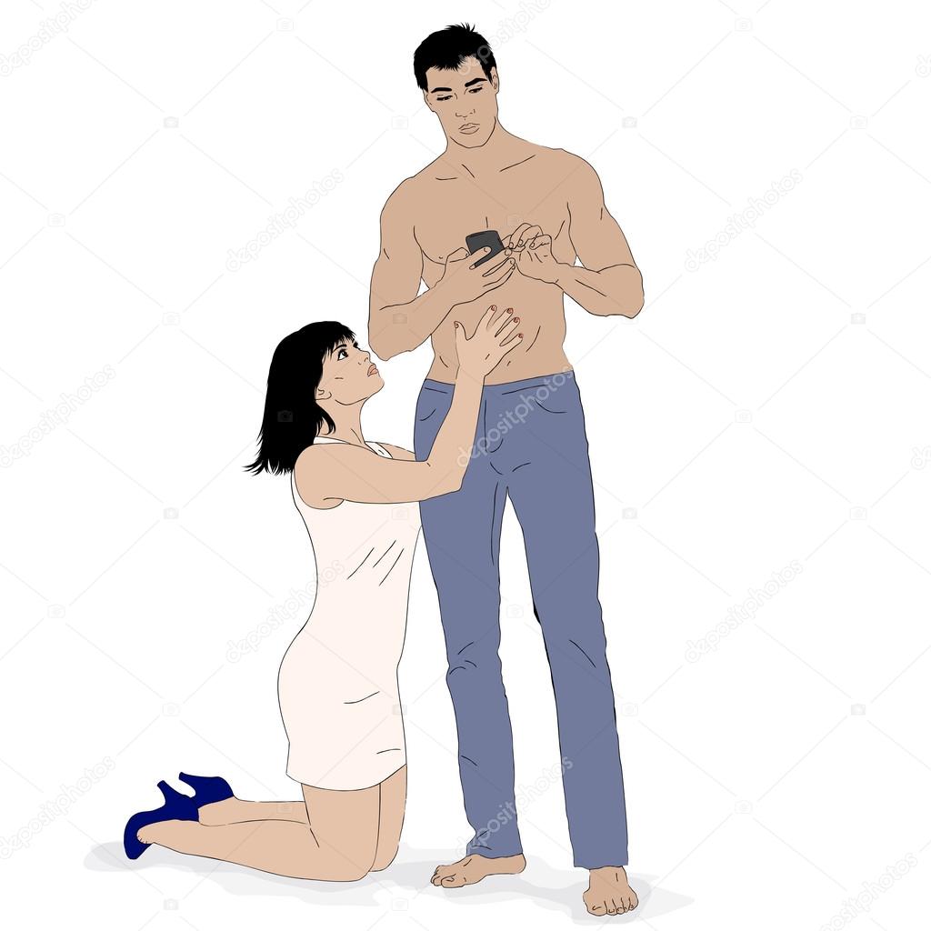 Vector young couple. Indifference